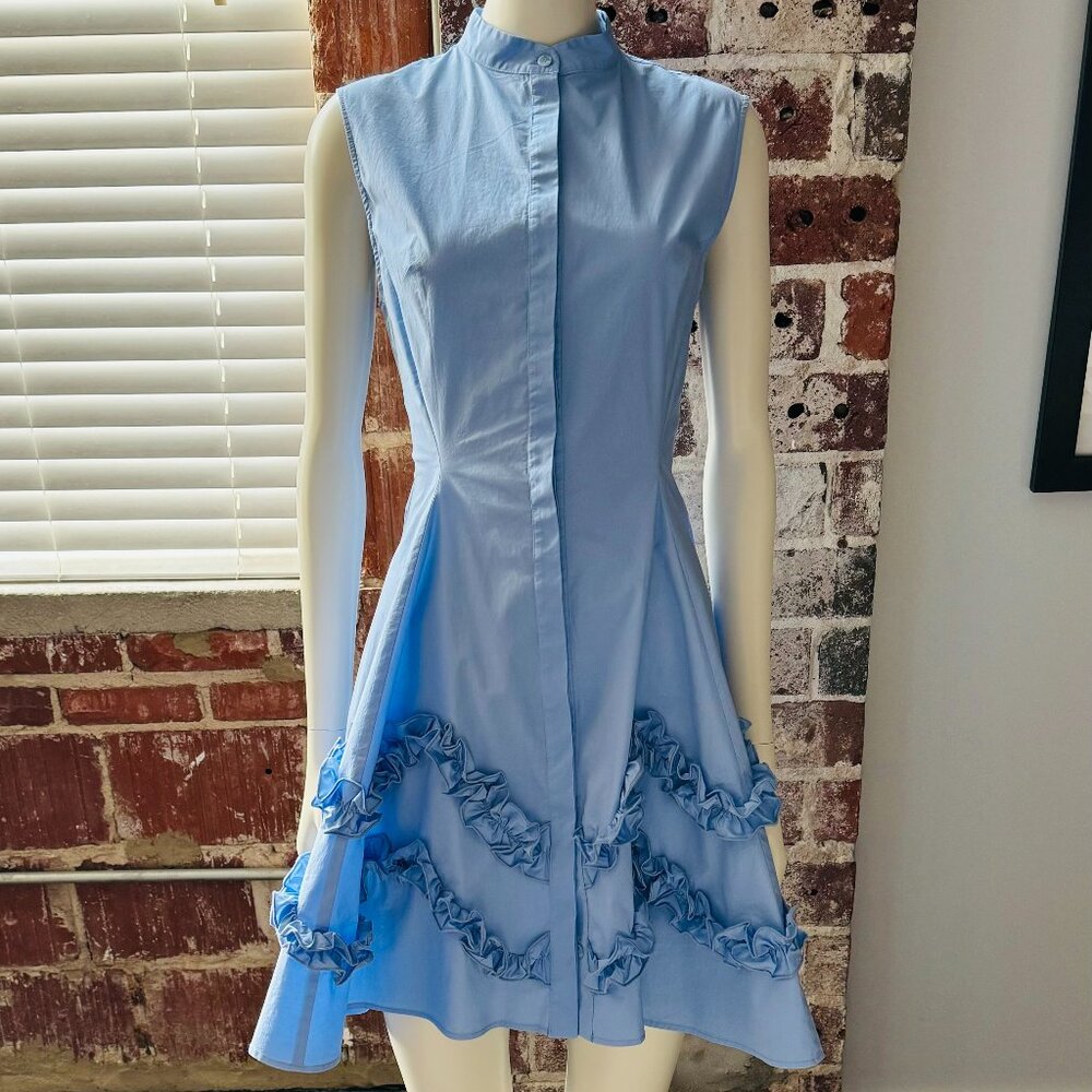 LELA ROSE Natalie Shirtdress with Ruffle Detail